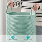 YOUDENOVA Laundry Hamper Basket, Woven 58L Tall Laundry Basket for Blanket Organizer- Nursery Hamper for Bedroom And Bathroom Storage