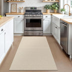 KOZYFLY Rugs for Entryway 3x5 ft Washable Area Rug Non Slip Rubber Backed Entry Rug Woven Indoor Door Mat Cotton Kitchen Rugs Floor Carpet for Entryway, Foyer, Backdoor, Ivory/Khaki