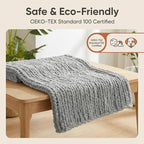Amélie Home Chunky Knit Throw Blanket for Couch, Soft Chenille Crochet Blanket for Children, 40"x50", Light Grey