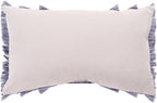 SAFAVIEH Home Collection Grema Boho Fringe Light Grey/Periwinkle 12 x 20-inch Rectangle Decorative Accent Throw Pillow with Insert