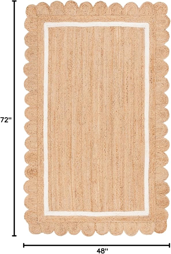 SAFAVIEH Natural Fiber Collection Area Rug - 4' x 6', Natural & Ivory, Rustic Farmhouse Style, Handmade Jute, Ideal for The Living Room, Bedroom, Dining Room (NF896A-4)