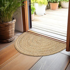 Chardin home Hand Woven Natural Jute Braided Rug -18x30 Inch Half Round | Vintage Boho Reversible Doormat for Entryway, Front Door | Farmhouse Natural Fiber Rugs for Bedroom, Kitchen, Living Room