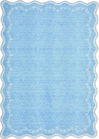 GarveeHome Scalloped Area Rugs 8x10 for Living Room, Solid Blue Large Washable Rug Soft Non Slip Backing Floor Mat Carpet Indoor Thin Rug for Bedroom Dining Room Playroom Nursery Home Decor