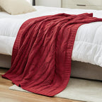 Amélie Home Chunky Knit Throw Blanket, Reversible Soft Chenille Breathable Cable Knitted Blanket for Couch and Sofa, Farmhouse Decorative Throw for Chair, 50"x60", Christmas Red