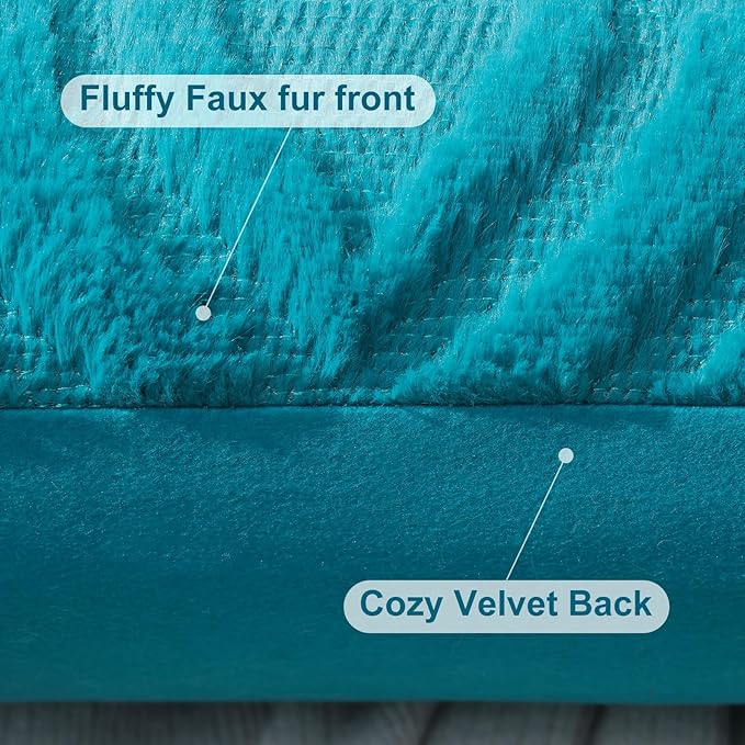 decorUhome Cozy Textured Euro Sham Throw Pillow Covers 22x22 Inch Set of 2, Soft Plush Faux Wool Teal Accent Couch Pillow Covers for Modern Farmhouse Sofa Bed Living Room