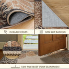 LIVEBOX Modern Easy Jute 5x7 Outdoor Rug, Washable Area Rugs for Living Room Patio Floral Indoor Outdoor Rug, Boho Farmhouse Non Slip Carpet for Backyard Foyer Dining Room(Beige, 5'x7')