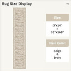 Hallway Runner 3x14 - Runner Rugs 14ft Washable Entryway Rug Vintage Kitchen Runners Non Slip Indoor Rug Farmhouse Carpet Runner for Bathroom Living Room Bedroom, Brown