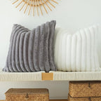 JOJUSIS Pack of 2 Faux Fur Plush Decorative Throw Pillow Covers Couch Cushion Case Soft Pillowcases (Grey, 22 x 22-Inch)