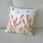 vctops Farmhouse Pampas Grass Cotton Tufted Throw Pillow Cover Boho Embroidery Pillowcase Soft Square Cushion Case for Sofa Couch Bed Chair (Dark Pink,18"x18")