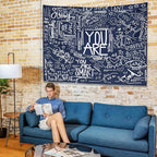 KJHL Quote You Are Wall Tapestry Blue Inspirational Classroom Kids Tapestries Wall Hanging Motivational Positive Affirmations Saying Aesthetic Tapestry for Bedroom Dorm