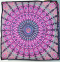 CRAFT KALA Mandala Floor Pillow Cushion Cover Seating Throw Cover Hippie Decorative Bohemian Ottoman Poufs Pom Pom Pillow Cases Boho Indian Cotton Living Room Yoga Home Décor (24" Square Pink Peacock)