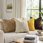 decorUhome Cozy Textured Euro Sham Throw Pillow Covers 22x22 Inch Set of 2, Soft Plush Faux Wool Beige Accent Couch Pillow Covers for Modern Farmhouse Sofa Bed Living Room