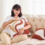lifein 20x20 Pillow Covers-Throw Pillow Covers Boho Couch Pillows Embroidered Decorative Accent Pillows Mid Century Textured Pillowcases for Couch Sofa Living Room Bed Home Decor (Burnt Orange)