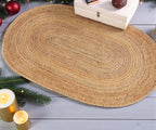 MDS 1 PCS Handwoven Braided Jute Area Rug 2x3 FEET Oval Shape - 100% Natural Burlap Reversible Accent Rugs for Home Decor, Living Room, Doormat, Kitchen, Entryway Rug, Rustic, Farmhouse (2'x3')