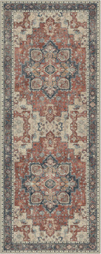 GENIMO 2x8 Runner Rugs for Hallway, Machine Washable Non Slip Vintage Rugs, Low Pile Lightweight Soft Print Rug for enrtyway, Corridor, Home Office, Kitchen, Bordeaux