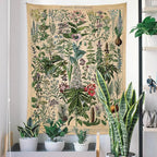 Vintage Flowers Tapestry 48”x36”, Long Vertical Wall Hanging Reference Illustrative Botanical Tapestries for Bedroom Aesthetic Floral Tapistry Botanical Plants Tapestry Wall Hanging Cute Bedroom Decor