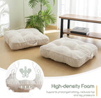 HIGOGOGO Floor Pillow Cushion for Adults, Meditation Cushion Pillow, Large Square Floor Sitting, Tufted Corduroy Cover, for Tatami Living Room or Yoga, 22x22 Inch, Beige