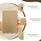Wavy Mirror for Wall, 36"x24" Boho Bathroom Floor Vanity Mirror with Wooden Frame, for Bedroom, Living Room, Entryway, Farmhouse