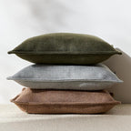 26x26 Linen Euro Sham Pillow Covers Olive Green Pack of 2 Farmhouse Boho Neutral Accents Striped Textured Square Decorative Throw Pillow Cases for Living Room Couch Bed Home Decor