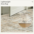 Abstract Rug 5x7 Machine Washable Area Indoor Orange Low Pile Non-Slip Foldable Thin Accent Rugs for Bedroom Living Room Dining Room