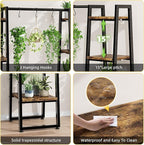 Simple Trending Plant Stand Indoor with Grow Lights, 4 Tier Large Hanging Plant Shelf for Plants Multiple, Metal Ladder Display Holder for Home Patio, Black