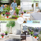 2 Tier White Plant Stand, Metal Flower Stand Indoor Outdoor, Anti-Rust Iron Plant Shelf, Round Flower Pot Stands for Multiple Plants, Display Rack Potted Plant Holders for Garden Home Decor