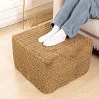 20x20x14 Inches Fluffy Square Pouf Ottoman - Plush Furry Boneless Ottoman Foot Rest Stool with High-Density Foam, Versatile Floor Seating for Living Room (Coffee)
