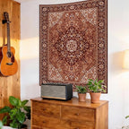 Apdidl Boho Mandala Hippie Wall Tapestry for Bedroom Aesthetic, Indian Bohemian Floral Tapestries Blanket Art Decor, Vintage Orange Fabric Vertical Wall Hanging for Living Room Dorm 36" X 48"