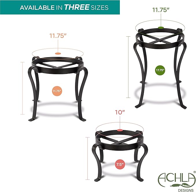 Achla Designs Patio Flower Pot Plant Stand, 12-in H Black