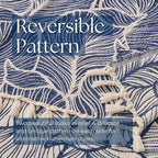 DOWN HOME Chenille Cotton Throw Blanket for Couch, Lightweight Boho Blanket for Bed Sofa Chair Living Room Outdoor Soft Woven Decorative Blanket with Tassel Gift Navy Leaves 55"x60"