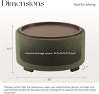 30 Inch Round Storage Ottoman Coffee Table, Modern Boucle Ottoman with Lift-Off Lid and Solid Wood Legs for Living Room, Bedroom, Corners, Apartments (Green)