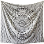 ANJANIYA Ombre Wall Hanging Bohemian Tapestry, Metallic Wall Art Bedspread, Psychedelic Hippie Mandala Dorm Décor for Hanging, Bedding, Beach Coverlet Curtain, Grey Black, 54"X60"