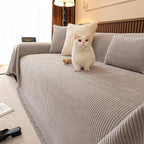 ROOMLIFE Sofa Cover, Boho Couch Cover for 3 Cushion Sofa, Non Slip Chenille Sofa Slipcovers for Dog, Washable Furniture Sofa Protector Cover with Tassel for Living Room, 71''X118”