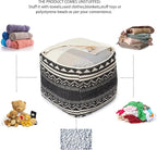 REDEARTH · UNSTUFFED Pouf Ottoman Cover Textured Storage Cube Bean Bag Poof Pouffe Footrest for Living Room, Bedroom, Patio, Gym; 100% Cotton (18"X18"X18", Ziggurat Obsession Black)