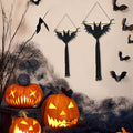 HVEST 2PCS Black Halloween Bat Macrame Wall Hanging Boho Decor Scary Black Bat, Gothic Handmade Woven Tapestry for Bedroom Spooky Halloween Decorations Macrame Wall Art for Living Room