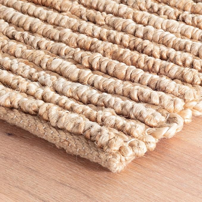 Dash & Albert Dunes Natural Handwoven Jute Rug, 7.5 X 9.5 Feet, Tan Solid Pattern