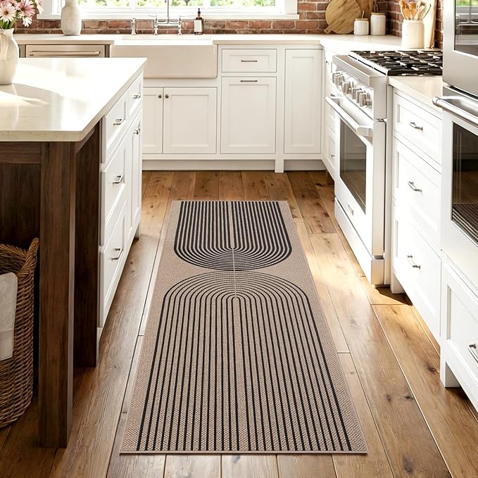 GarveeHome Easy Jute 2x8 Modern Rainbow Runner Rugs for Hallway Kitchen Bedroom Non Slip Indoor Outdoor Runner Door Mat for Laundry Porch