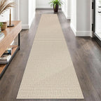 EARTHALL Woven Runner Rug 2x10 Ft Washable Runners for Hallways Long Cotton Non Slip Rubber Backed Kitchen Runner Braided Indoor Floor Carpet for Entryway, Hallway, Kitchen, Beige/Khaki