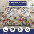 Boho Cotton Throw Blanket - Ultra-Soft Rustic Quilt for Bed, Home Decor & Travel - Large 60"x80" Muslin Blanket - All-Season Lightweight Bedspread & Throw for Women & Moms