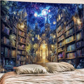 Accnicc Fantasy Bookshelf Tapestry Space Library Tapestries Wall Hanging Gothic Galaxy Castle Magic Book Extra Large Tapestry for Bedroom Living Room Dorm Classroom 90 x 68 inch
