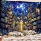 Accnicc Fantasy Bookshelf Tapestry Space Library Tapestries Wall Hanging Gothic Galaxy Castle Magic Book Extra Large Tapestry for Bedroom Living Room Dorm Classroom 90 x 68 inch