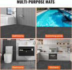 VEVOR Interlocking Tile 50PCS Black, Drainage Tiles 12" x 12" Splicing, Soft PVC Interlocking Drainage Floor Tiles, Non-Slip Drainage Holes for Restroom, Bathroom, Kitchen, Pool, Wet Areas