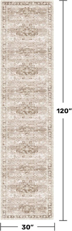 Beige Washable 2'6"x10' Extra Long Runner Rugs for Hallways, Non Slip Indoor Floor Mats for Entryway, Stain Resistant Long Floor Rug, Neutral Boho Floral Decor (2'6"x10' Beige/Latte)