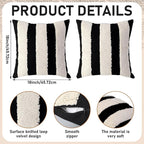 Oudain 2 Pcs Black and White Tufted Pillow Covers Boho Chunky Geometric Decorative Throw Pillow Case 18 x 18 Inches Abstract Pillowcases for Bed Couch(Black, White, Stylish Style)