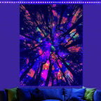 Blacklight Galaxy Forest Silhouette Tapestry for Bedroom Night Sky Ceiling Tapestry for Bedroom Decor Dark Forest Stars Tapestries Glow in the Dark Starry Night Tapestries UV Reactive Dorm Decor 29x37