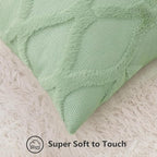 decorUhome Spring Throw Pillow Covers 12x20 Inch Set of 2, Soft Plush Faux Fur Wool Lumbar Grass Green Accent Couch Pillow Covers for Modern Farmhouse Bed Sofa Living Room