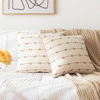 Boho Throw Pillow Covers 16x16 Set of 2 Modern Farmhouse Decorative Cushion Case Tufted Square Pillows Cover Neutral Pillow Cases Accent Pillowcase for Sofa,Couch,Bed,Beige and Khaki