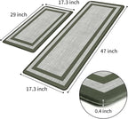Mattitude Kitchen Mats Set of 2 Cushioned Anti-Fatigue Non-Skid Rug Sets Ergonomic Comfort Standing Mat for Kitchen, Floor, Office, Sink, Laundry,Green