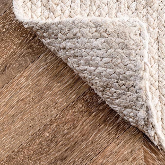nuLOOM 3x5 Rigo Jute Hand Woven Area Rug, Off White, Solid Farmhouse Design, Natural Fiber, For Bedroom, Living Room, Dining Room, Hallway, Office, Kitchen, Entryway