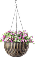 10" Self Watering Bronze Hanging Basket Flower Planter